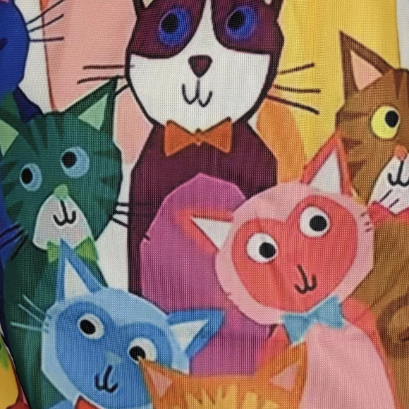 Multiple cats bright colors tote, reusable shopping bag - Picture 2 of 6